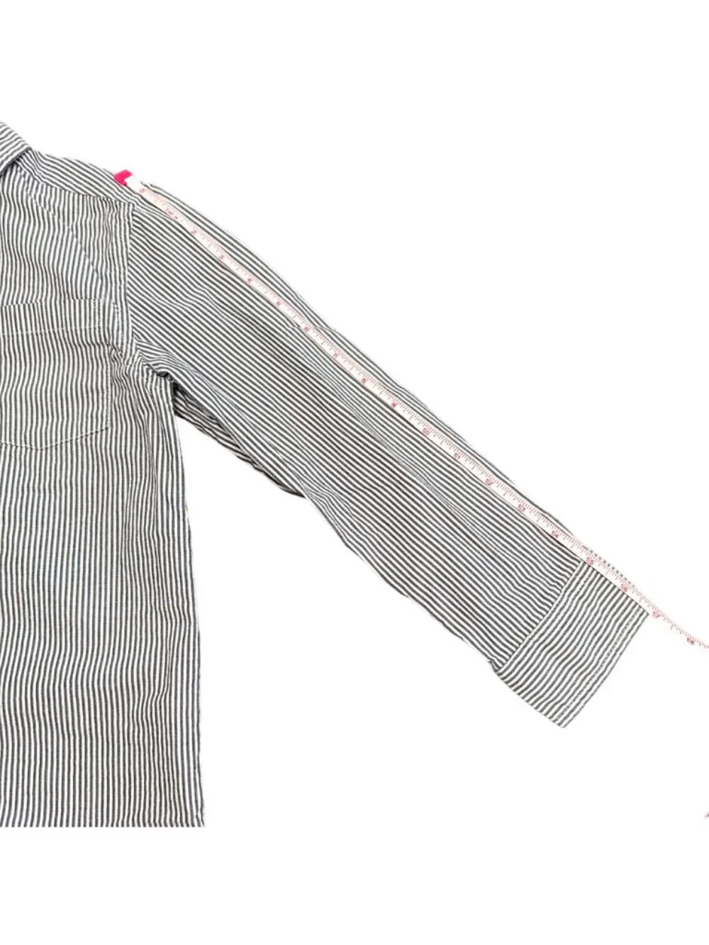 Gymboree Button Down Shirt Boys S (5-6) White Gray Stripe Slim Fit Long Sleeve